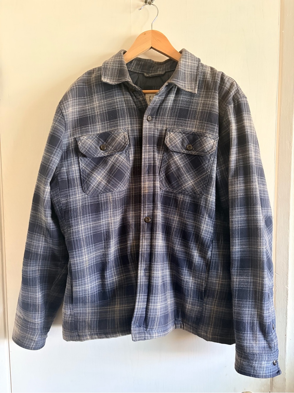 GAP Blue Gray Plaid Lightweight Shirt Jacket